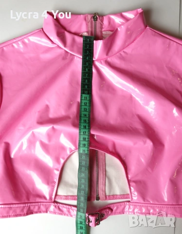 iEFiEL M комплект от две части лачен клин с отвор и къса блузка в розов цвят, снимка 15 - Комплекти - 54210148