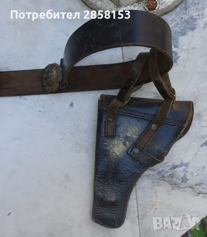 Стар  военноморски кожен колан с кобур, снимка 4 - Антикварни и старинни предмети - 55503803