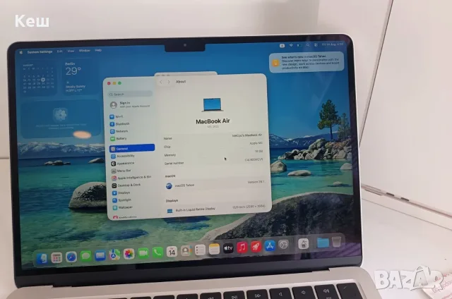 Лаптоп Apple MacBook Air 13 2022 M2 (7 зареждания,16GB,гаранция технополис), снимка 3 - Лаптопи за работа - 55664837