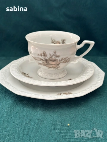Rosenthal Maria - 6 броя троен сет с декор  „Sepia rose”