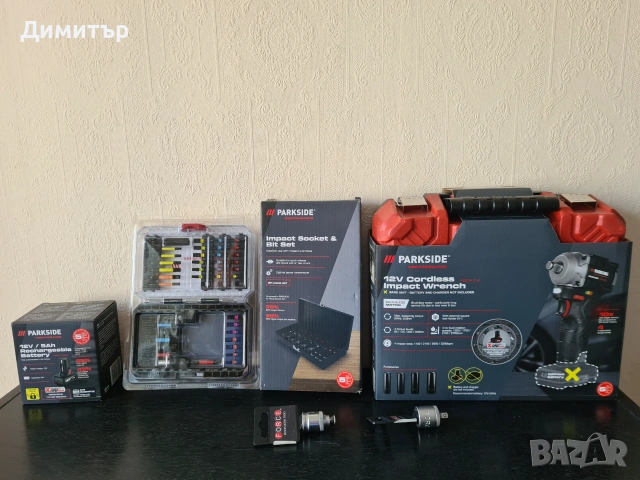 Гайковерт Parkside Performance 12V с батерия 5ah накрайници и вложки