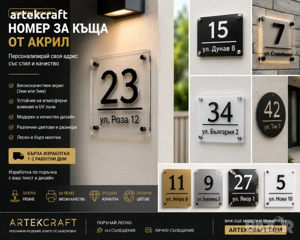 Адресни табели и номера за къща от акрил