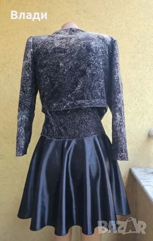 Винтидж Комплект Рокля + Болеро Сако - 80s Party Style - S/M, снимка 2 - Рокли - 55569982