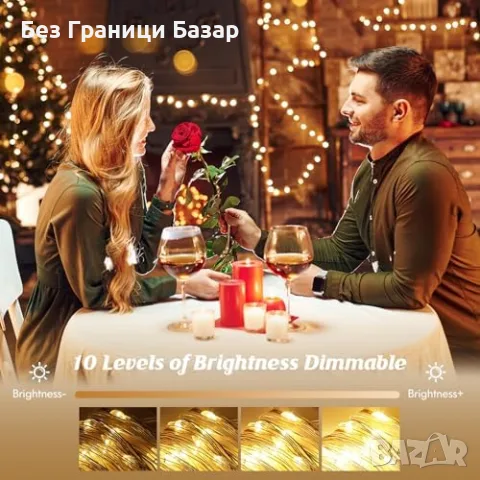 Нови Батерийни лампички гирлянди 120 LED с дистанционно таймер топло бяла светлина, снимка 5 - Декорация за дома - 55395987