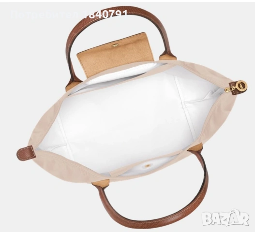 НОВА Longchamp Le Pliage – с етикети, млечно бежова, М, дълги дръжки, снимка 10 - Чанти - 54517947