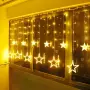 LED Коледна Завеса Звезди 2.5метра, снимка 1