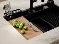 Черна кухненска мивка за вграждане Берген 80 Double Pocket 560x540 мм, снимка 1