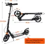 JX FITNESS Тротинетка за възрастни с регулируема височина на 3 нива, сгъваема, с двойни спирачки, снимка 2
