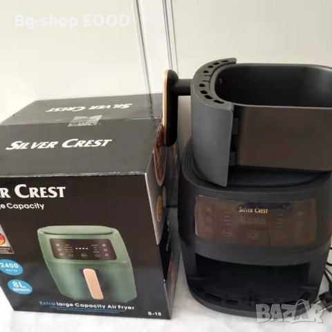 Фритюрник Silver Crest Air Fryer 8L 2400W Готвене без мазнина 8 програми Тъч дисплей, снимка 3 - Фритюрници - 54177657