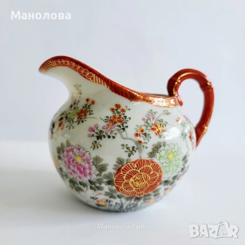 Японска порцеланова каничка за мляко 梅村 (Umemura) в стил Kutani., снимка 3 - Други ценни предмети - 54017332