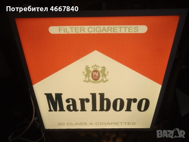 MARLBORO светеща табела. размер около 60х60х3 см., снимка 2 - Други ценни предмети - 54438784