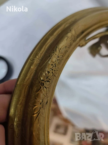 Антикварно настолно огледало с богата орнаментика, снимка 2 - Антикварни и старинни предмети - 54026023