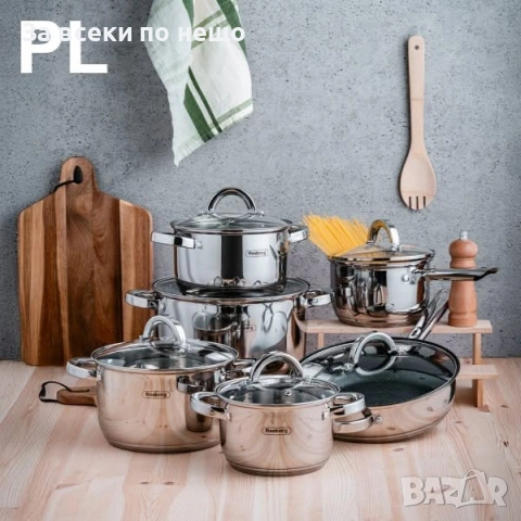 Комплект съдове Rosberg R51210L12BM, 12 части Код P2732, снимка 7 - Съдове за готвене - 55066150