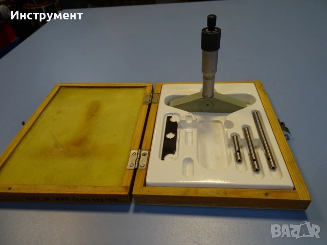 Микрометричен дълбокомер DDR Suhl Мicrometer Depth Gage 0-100mm, снимка 4 - Други инструменти - 54916109