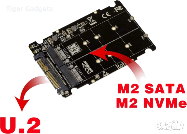 Kalea-Informatique M.2 NVMe / SATA към U.2 SFF-8639 Adapter – адаптер за M.2 SSD към U.2 интерфейс, снимка 3 - Други - 54620756