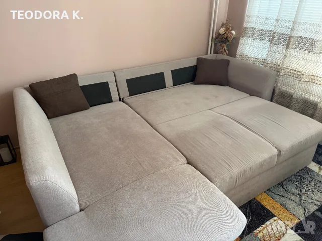 Разтегателен ъглов диван, снимка 2 - Дивани и мека мебел - 55338365