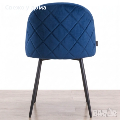 Дизайнерски стол FARO – тапициран, стабилен и удобен - син, снимка 3 - Столове - 53970306