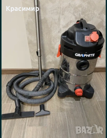 Прахосмукачка INOX за сухо и мокро почистване 1500W/30л. GRAPHITE, снимка 2 - Прахосмукачки - 54581940