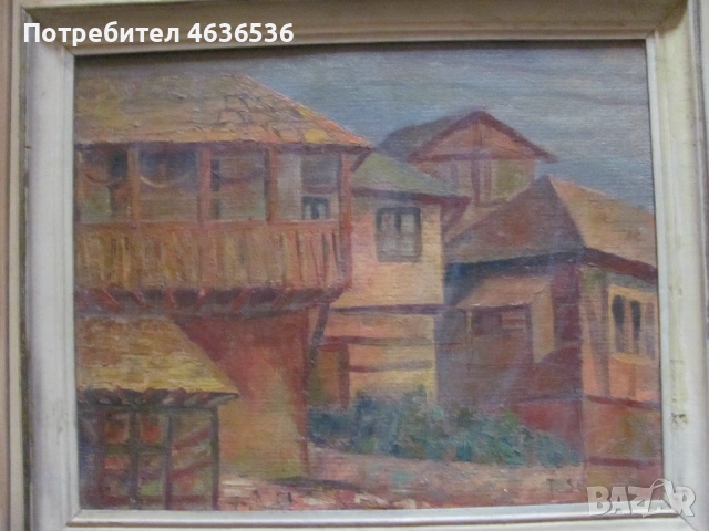  Картина-масло, фазер, подпис -Тодор Стойчев, 57х47см., снимка 4 - Картини - 54311274