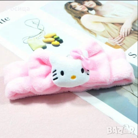 Спа лента за коса Hello Kitty в розово , снимка 2 - Продукти за коса - 55086653