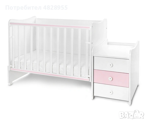 Трансформиращо бебешко легло Lorelli Maxi Plus - Бял/Розов