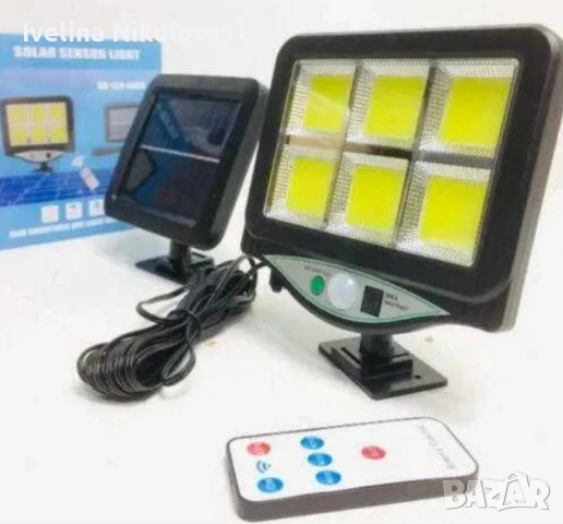 Лампа с отделен соларен панел и 128 cob led диода с 3 режима,дистанционно, снимка 2 - Соларни лампи - 54491484