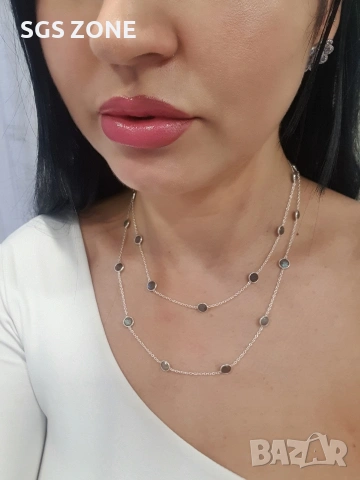 СРЕБЪРНО КОЛИЕ 925 С ЕСТЕСТВЕНИ ОПАЛИ. Дължина: 90 см.
