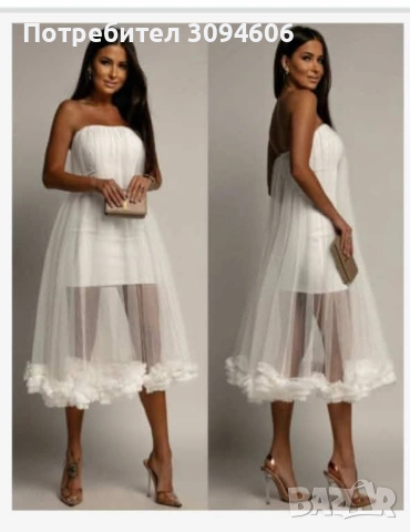 Свежа дамска рокля с тюл , снимка 3 - Рокли - 54142605