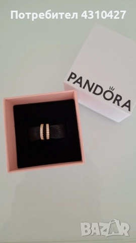 Оригинални дамски обеци Pandora с покритие 14К злато, снимка 3 - Обеци - 54592891