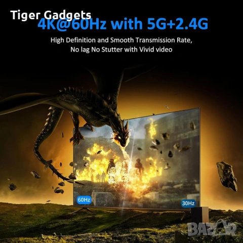 Yinker MSH1 4K Wireless Display Dongle – безжичен HDMI адаптер за споделяне на екран, AirPlay..., снимка 3 - Друга електроника - 54883259