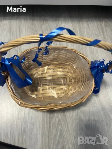 Плетена кошница с голяма дръжка – 30 × 25 см, снимка 2 - Други - 55606993