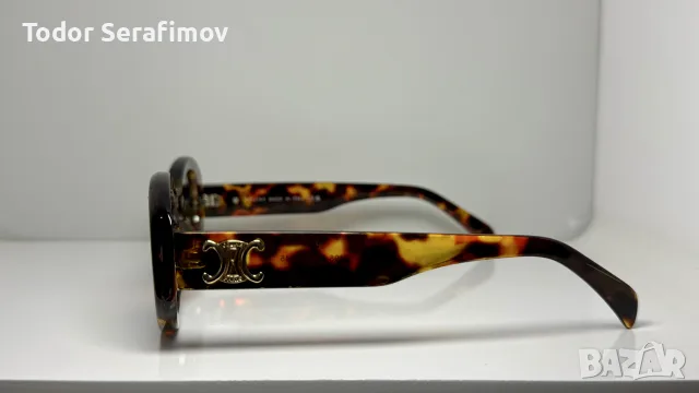Слънчеви очила Celine Triomphe Oval – Костенуркова рамка / Златисто лого, снимка 2 - Слънчеви и диоптрични очила - 55620658