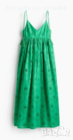Зелена рокля с английска бродерия H&M, снимка 4 - Рокли - 54746583