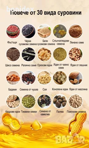 Екстрактор-Преса за Олиа, Масла от ЯДКИ, СЕМЕНА,Семки,Орех,Бадем,Фъстък и др, снимка 2 - Обзавеждане на кухня - 45793043