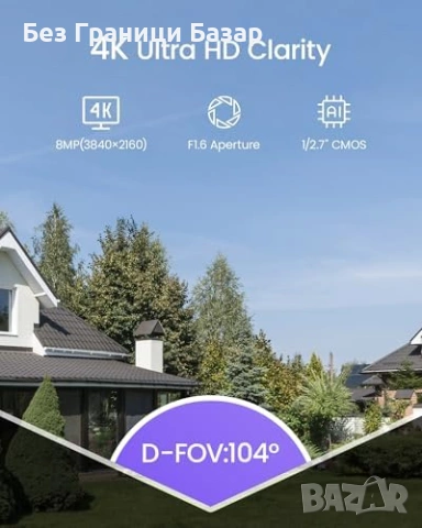 Нова Loocam 4K UHD 8MP PoE камера куполна IR 30м нощно виждане IP66 засичане движение, снимка 2 - IP камери - 54349104
