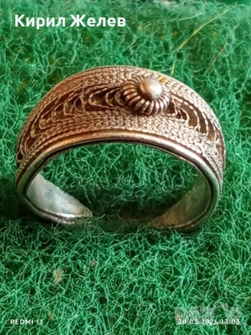 Сребърен пръстен филигранна изработка с гранулация възрожденски стил 41153, снимка 3 - Пръстени - 54005465