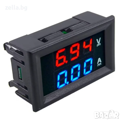 Дигитален волтамперметър за вграждане 0-100V 0-10A, LED дисплей червено-син – за захранващи 10052, снимка 9 - Части и Платки - 54656841