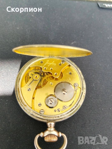 Джобен СРЕБЪРЕН часовник - JUNGHANS - ГЕРМАНИЯ - 15 РУБИНА, снимка 7 - Джобни - 50994374