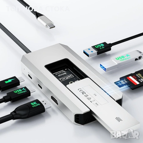 Докинг станция Minthouz USB-C, 8-в-1 USB хъб 
