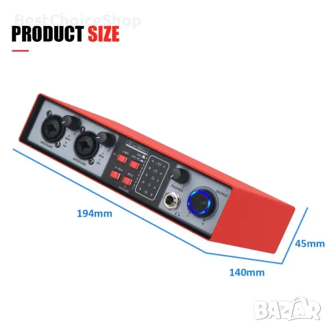 USB аудио интерфейс 2-in-2-out 32-bit/384kHz DSP 48V, домашно студио – NMX02, снимка 7 - Ресийвъри, усилватели, смесителни пултове - 55497244
