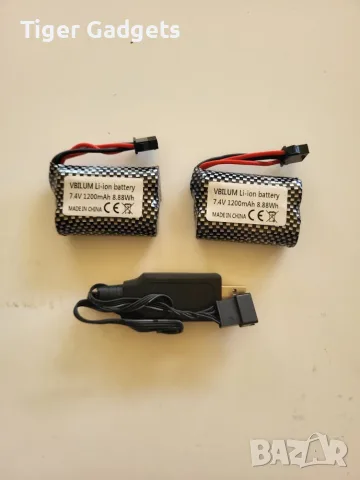 Комплект 2 батерии 7.4V 1200mAh SM-3P за RC коли и камиони + USB заряден кабел, снимка 6 - Коли, камиони, мотори, писти - 55594944