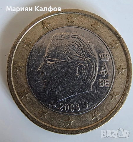 Монета 1 Евро Белгия 2008