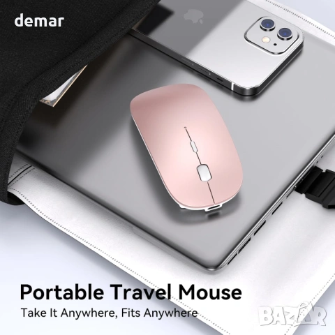 Безжична мишка RaceGT USB C и USB A, преносима, лека, оптична, регулируеми DPI, розова, снимка 6 - Клавиатури и мишки - 54065563