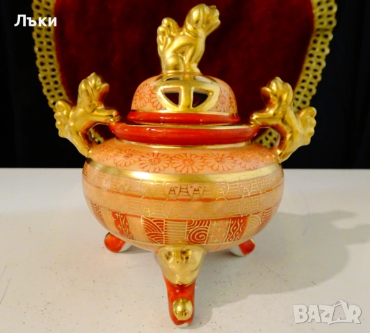 Японско порцеланово кадило,тамянник,злато. , снимка 8 - Антикварни и старинни предмети - 54083542