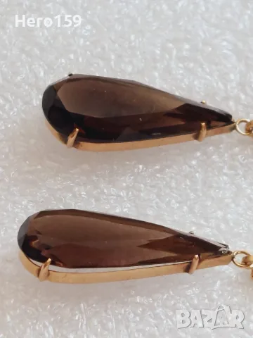 Прекрасни златни дамски обеци с топази,Art Deco,zlato 14 k., снимка 5 - Обеци - 55630351