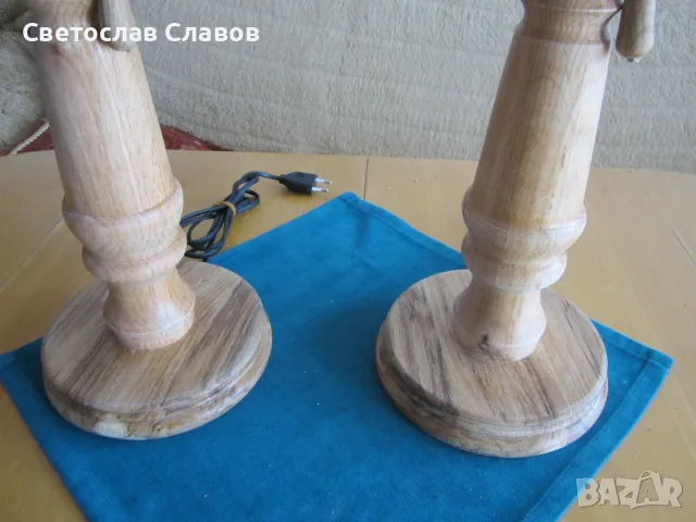 Комплект настолни /нощни/ лампи със стойки от червен американски дъб - 2, снимка 3 - Настолни лампи - 55319733