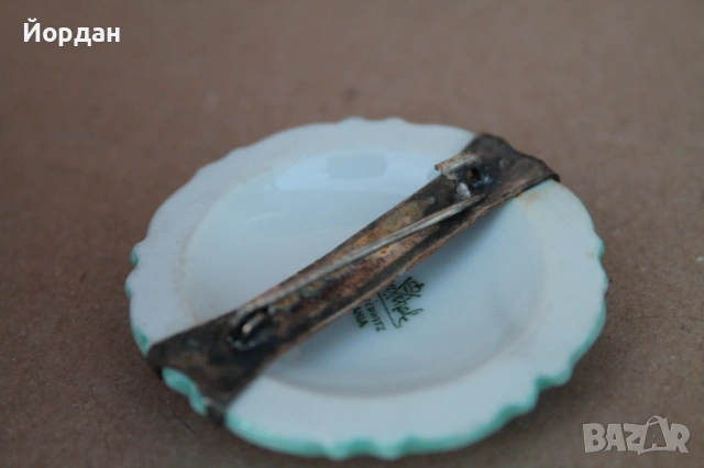 Немска порцеланова брошка ''Rosenthal'' със сребърна игла, снимка 8 - Антикварни и старинни предмети - 54044112