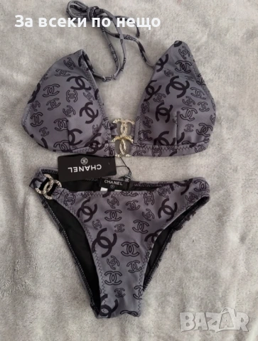 Chanel Дамски Сив Бански С 2 Части👙Дамски Бански С Две Части В Сив Цвят Шанел Код DST15