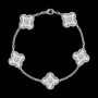 Van Cleef & Arpels VCA 5 Motifs Silver Diamonds Vintage Alhambra Дамска Гривна, снимка 8
