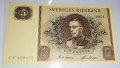 UNC. Много рядка банкнота от Швеция 5 Франка 1954 година , снимка 1